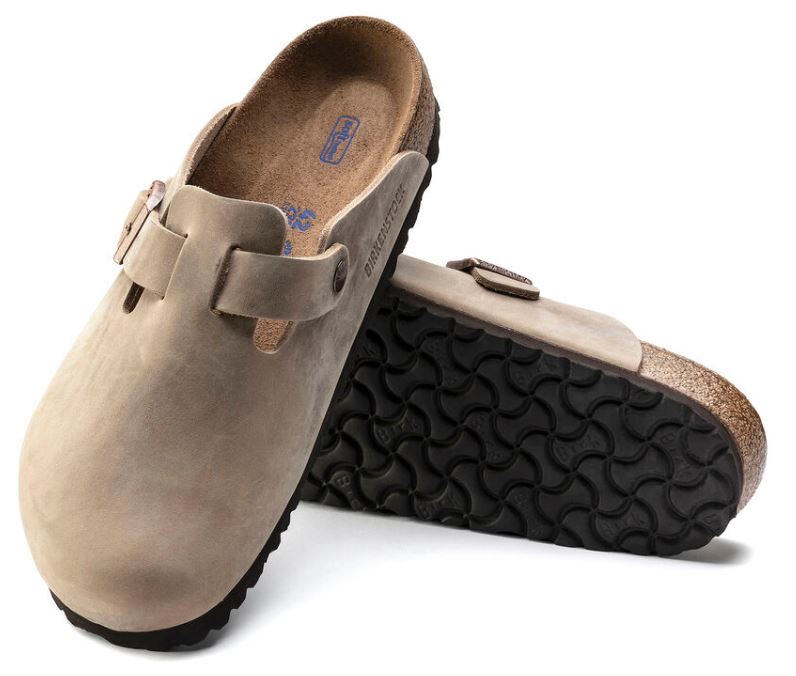 Birkenstock Tobacco Brown Oiled Leather Mens Boston Soft Footbed Clogs 1018147