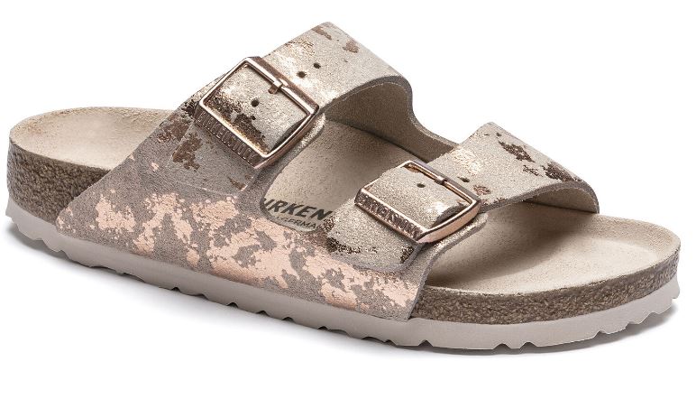 Birkenstock Vintage Metallic Rose Copper Arizona Suede Leather Womens Sandals 1017416