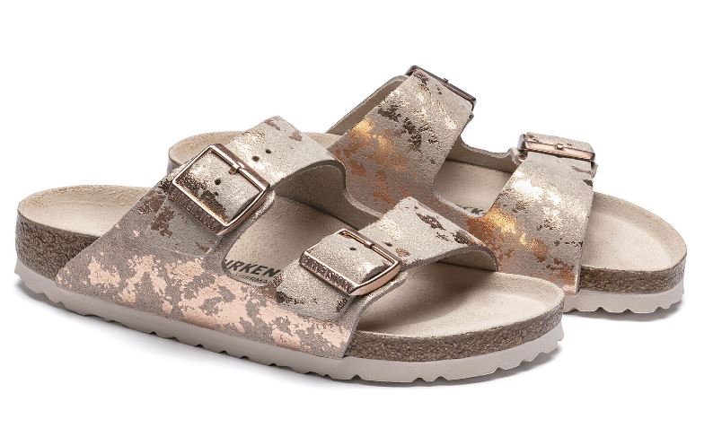 Birkenstock Vintage Metallic Rose Copper Arizona Suede Leather Womens Sandals 1017416