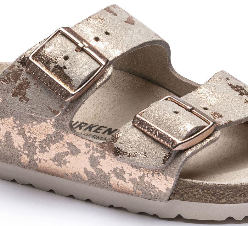 Birkenstock Vintage Metallic Rose Copper Arizona Suede Leather Womens Sandals 1017416