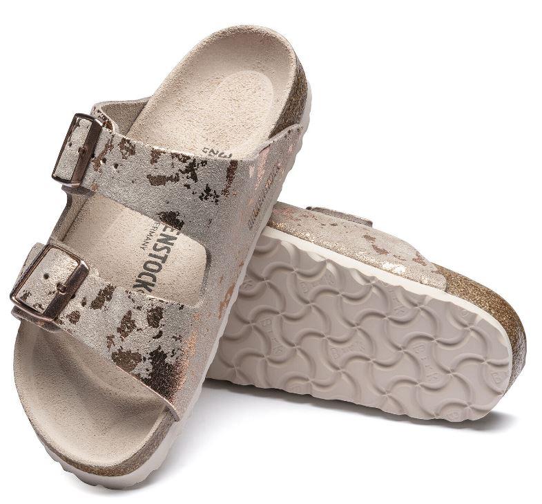 Birkenstock Vintage Metallic Rose Copper Arizona Suede Leather Womens Sandals 1017416