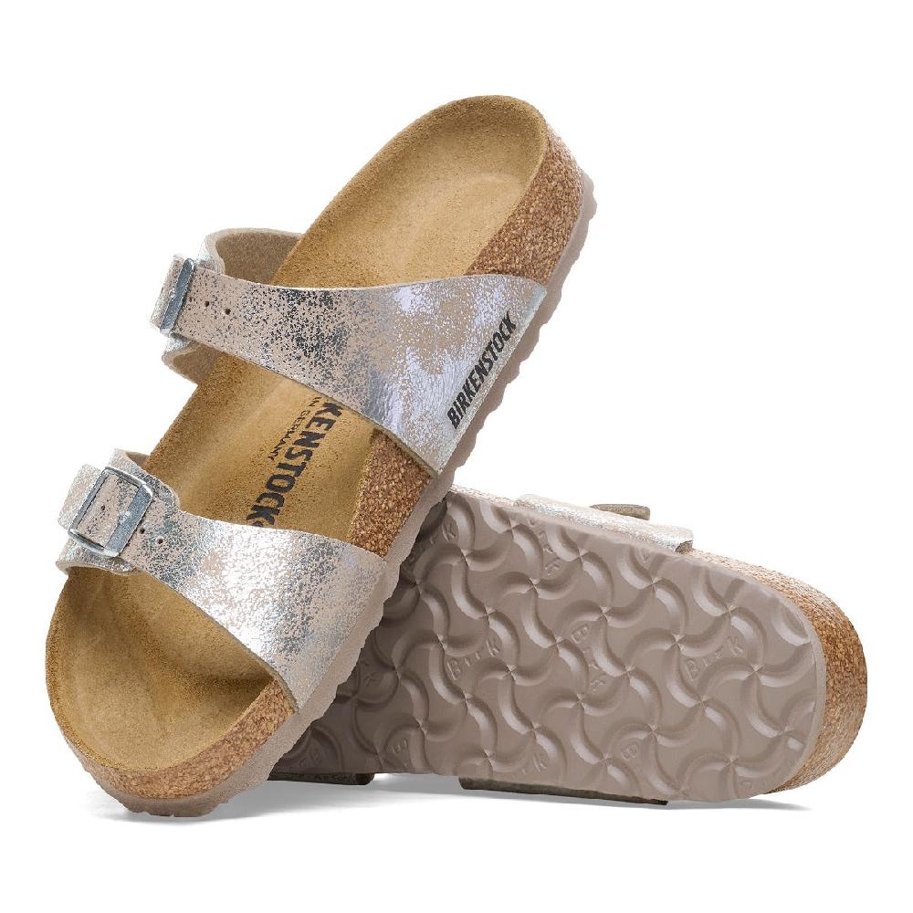 Birkenstock Washed Metallic Silver Sydney Synthetics Women's Sandals N1026958