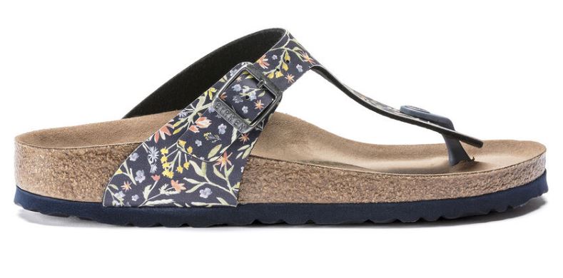 Birkenstock Watercolor Flower Navy Gizeh Vegan Womens Casual Thong Sandals 1018448