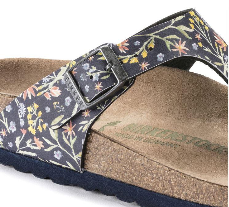 Birkenstock Watercolor Flower Navy Gizeh Vegan Womens Casual Thong Sandals 1018448