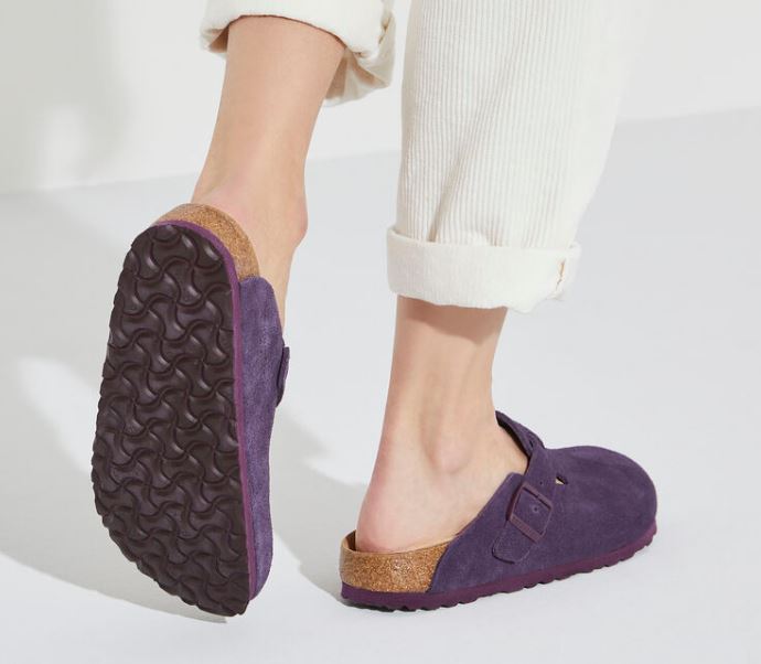 Birkenstock Wine Boston Soft Footbed Suede Leather Women's Clogs 1023542