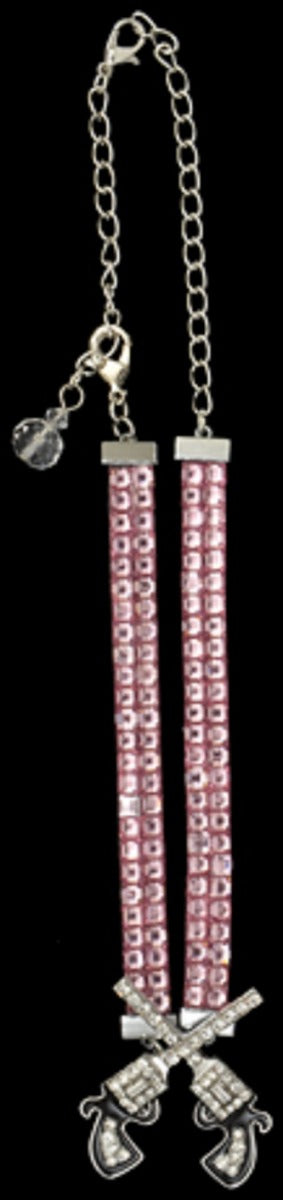BJ1038PK Pink Crystal With Twin Pistol Boot Jewlery