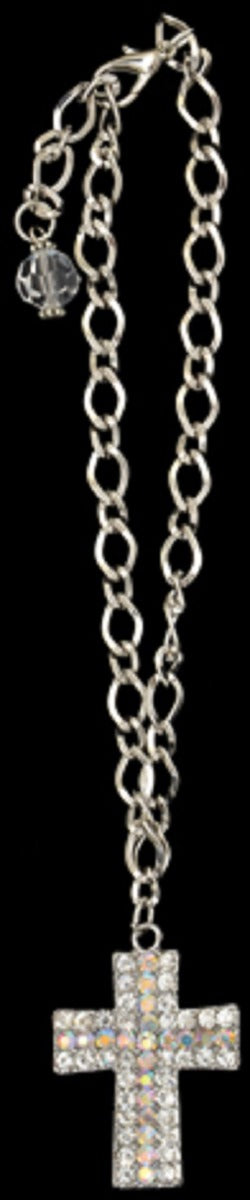 BJ104412 Clear Crystal Strike Cross Boot Bracelet Jewelry