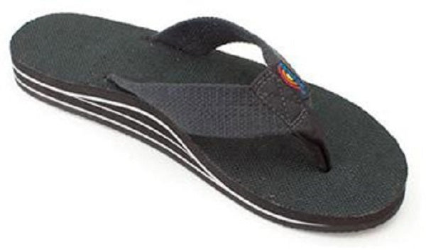 Black Hemp Wide Strap Double Layer Arch Support Rainbow Womens Sandals
