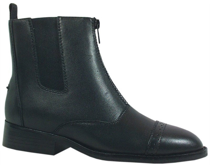 Black Leather Zipper With Elastic Gores Paddock Womens Riding Boots