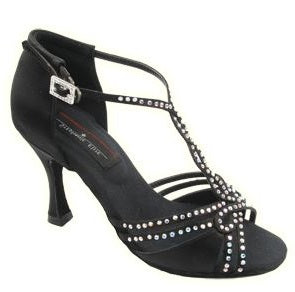 Black with Rhinestones Stephanie Ballroom Shoes with 2.5 Inch Heel