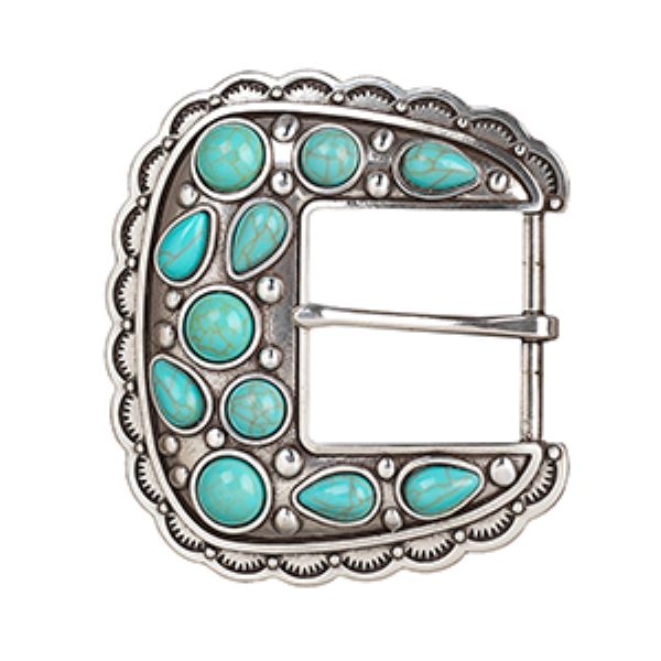 Blazin Roxx Antique Silver and with Turquoise Stones Women's Square Buckle 37931