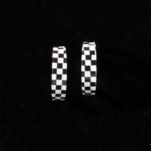 Blazin Roxx Black and White Women's Checkered Hoop Earrings 3054162