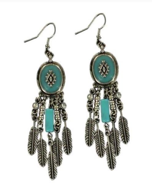 Blazin Roxx Chandelier Style Feather Earrings 30636