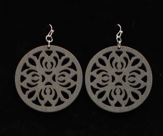 Blazin Roxx Grey Wooden Medallion Cuttout Earrings 30963