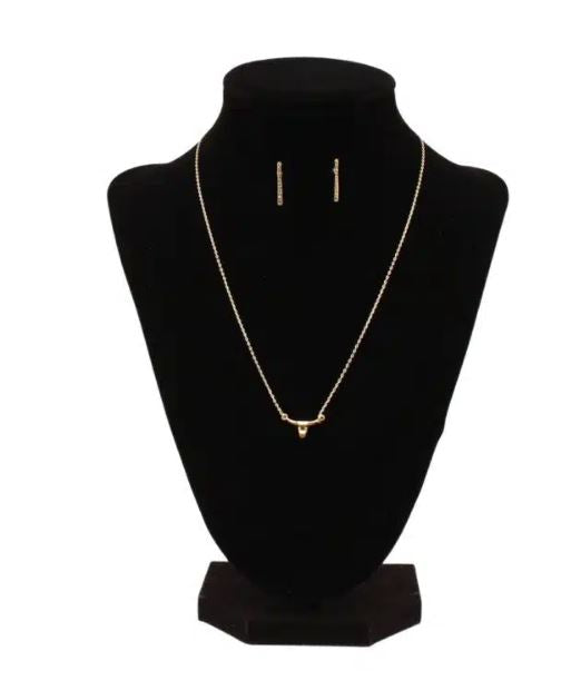 Blazin Roxx Longhorn Head Pendant Necklace Set 30990