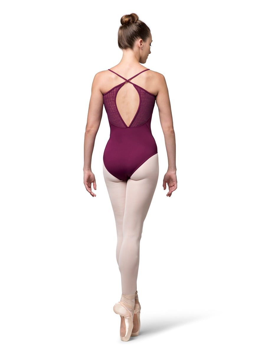 Bloch African Violet Cora Check Mesh Cross Back Cami Womens Leotard L9897-AFV