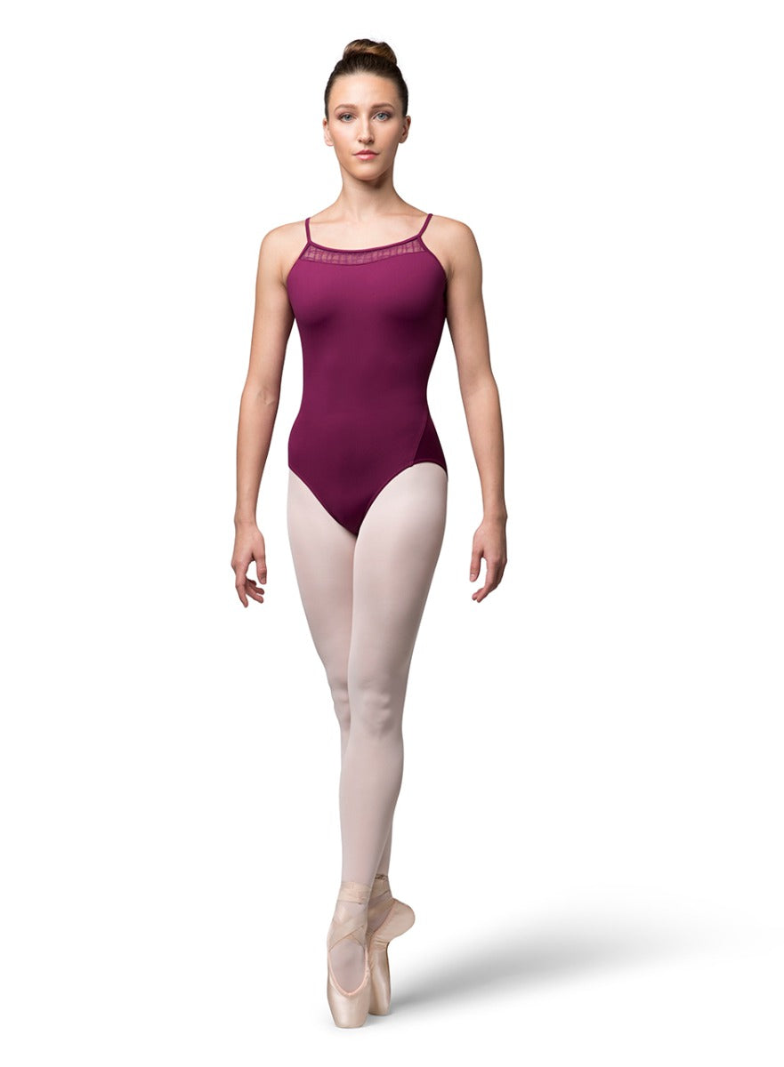 Bloch African Violet Cora Check Mesh Cross Back Cami Womens Leotard L9897-AFV