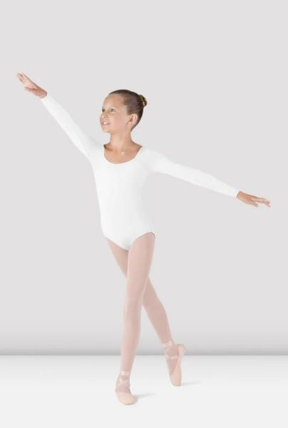 Bloch White Meglio Long Sleeve Girls Leotard CL5609-WHITE