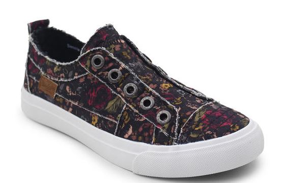 Blowfish Black Floral Play Women's Slip On Casual Shoes ZS-0061