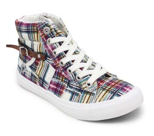 Blowfish Cream Ivy League Plaid/Whiskey Cecilia Memphis High Top Sneaker ZS-0814
