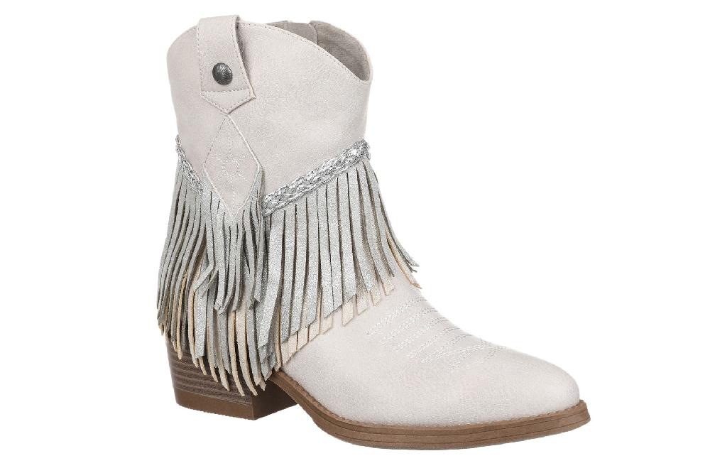 Blowfish Off White Faux Leather Remy Women's Fringe Booties REMY-WHITE
