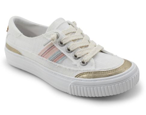 Blowfish White Color Washed/Soft Gold/Natural Alex Womens Slip On Sneakers ZS-1472