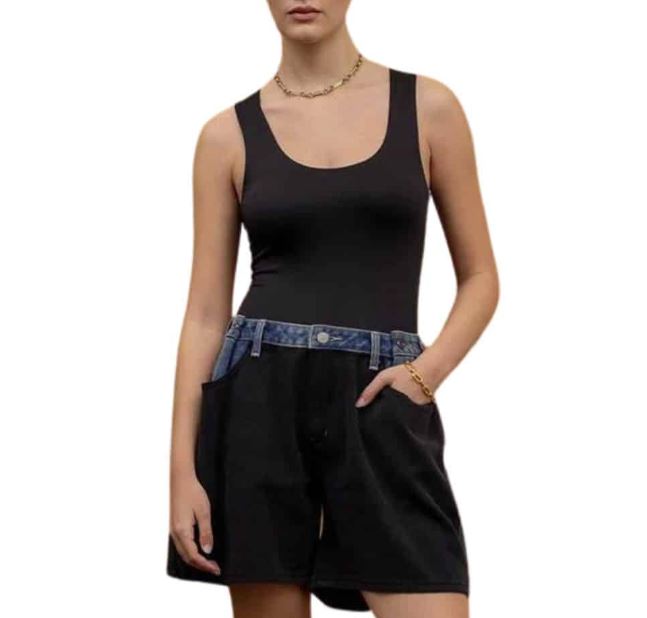 Blu Pepper Black Sleeveless Fitted Knit Tank Top TW1264