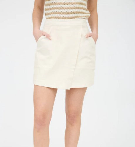 Blu Pepper Ecru High Waist Wrap Denim Mini Skirt TWS1115