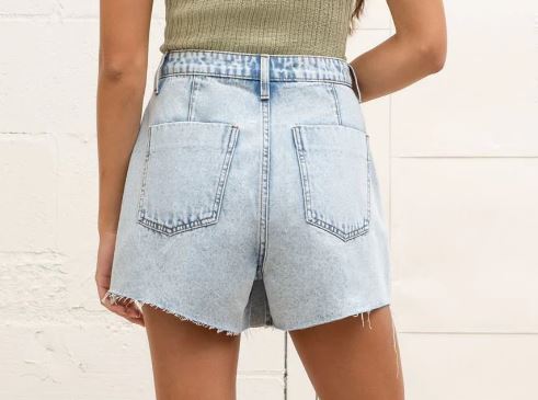 Blu Pepper Washed Denim High Waist Mini Skort TWS1005