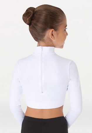 Body Wrappers White BW ProWear Long Sleeve Adult Turtleneck Midriff Pullover BWP206