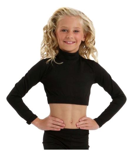 Body Wrappers White BW ProWear Long Sleeve Turtleneck Midriff Pullover BWP006
