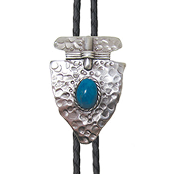 BOL136 Men's Andwest Hammered Arrowhead with Turquoise Bolo Ties