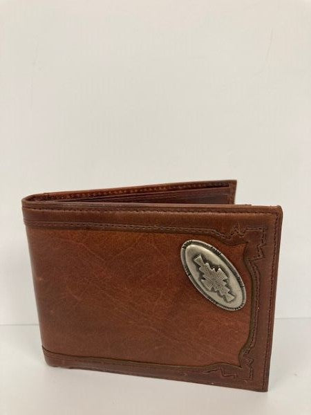 Boomer Leather Brown Aztec Concho Bifold Men's Wallet 98115-BRN