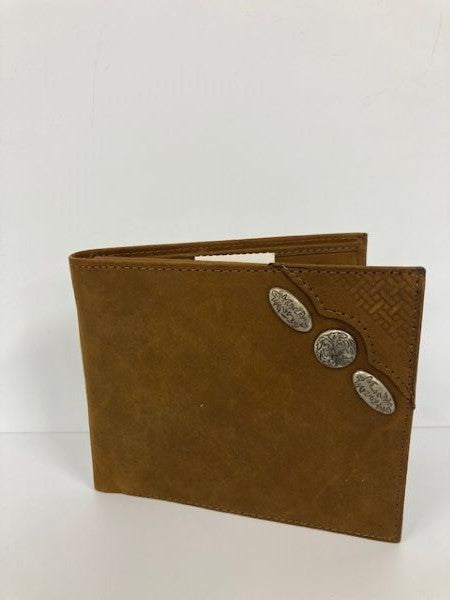 Boomer Leather Brown Bifold Basketweave Concho Men's Wallet 98315-BRN