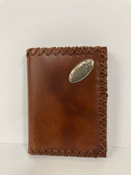 Boomer Leather Brown Trifold Concho Men's Wallet with Decorative Stitching 98004T-BRN