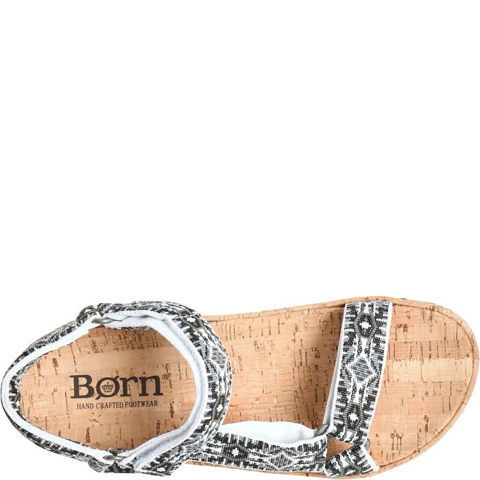 Born Black/White Fabric Sirena Women's Cork Bottom Sandals BR0035400