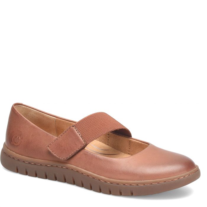 Born Dark Tan Brandy Aspen Women's Cross Strap Mary Jane Shoes BR0076725