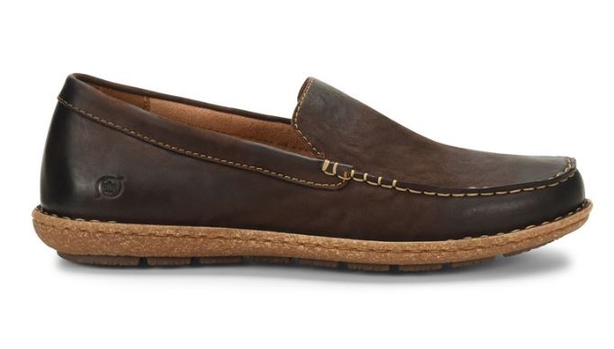 Born Distressed Brown Naldo Mens Slip On Shoes NALDO-BROWN