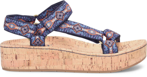 Born Navy Sirena Women's Cork Wrapped Wedge Platfrom Sandals BR0035474