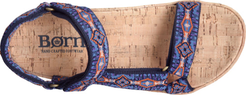 Born Navy Sirena Women's Cork Wrapped Wedge Platfrom Sandals BR0035474