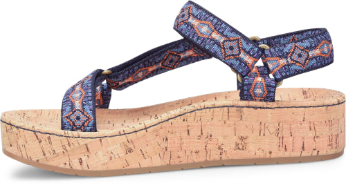 Born Navy Sirena Women's Cork Wrapped Wedge Platfrom Sandals BR0035474