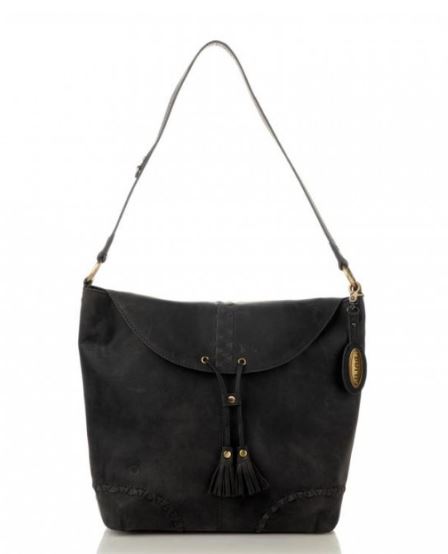Born Oakfort Distressed Leather Hobo Handbag Brown BNOAKFORTBLK