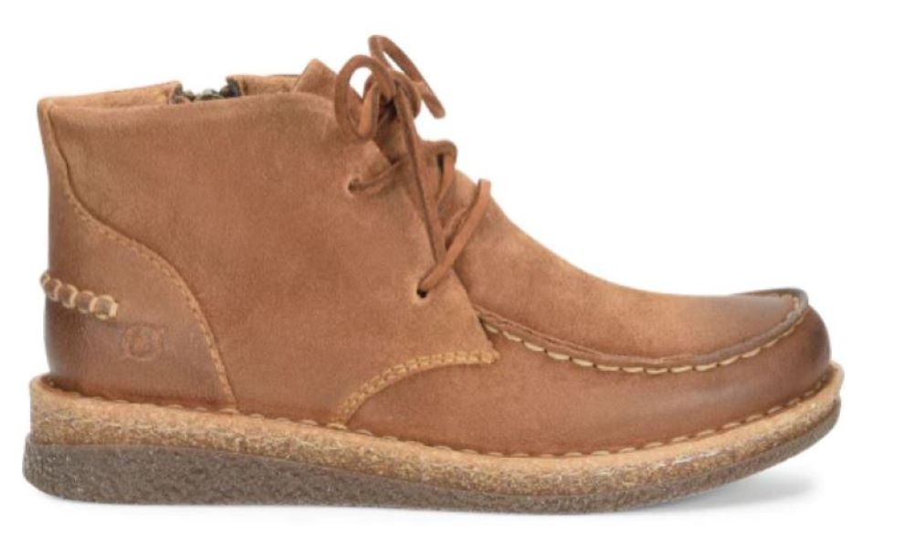 Born Tan Camel Distress Analia Moc Toe Womens Ankle Boots BR0044892