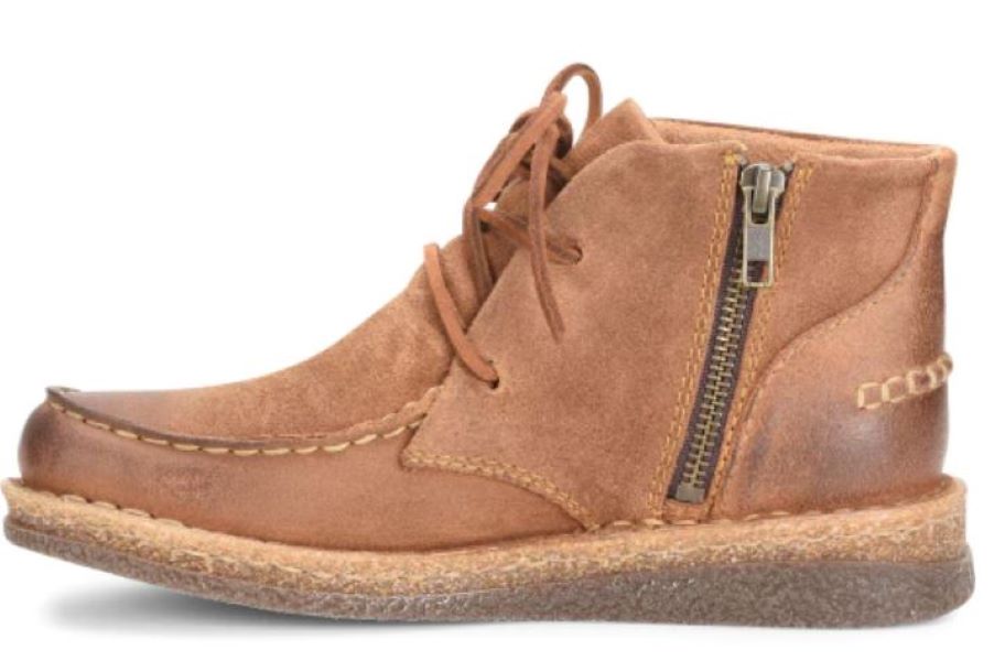 Born Tan Camel Distress Analia Moc Toe Womens Ankle Boots BR0044892