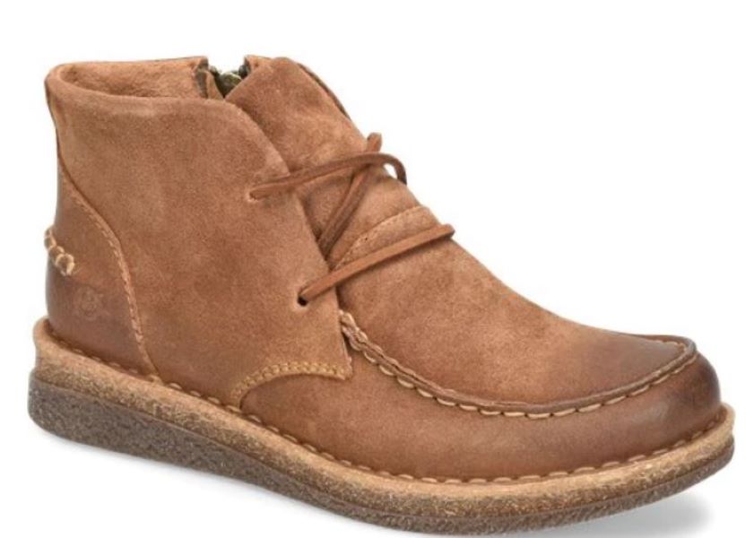 Born Tan Camel Distress Analia Moc Toe Womens Ankle Boots BR0044892