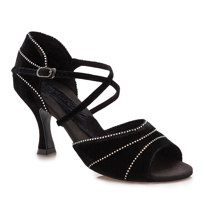 BR429R Crystal Evelyn 2.5in Heel Black Velvet