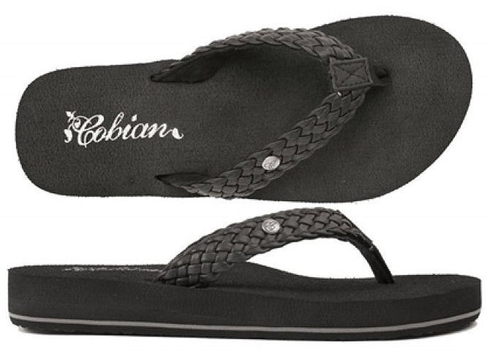 BRB10-BLK BRAIDED BOUNCE Braided Strap Flip-Flop Cobian Ladies Sandals