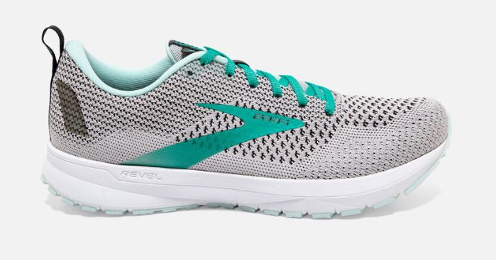 Brooks Grey/Aqua Revel 4 Womens Road Running Comfort Shoes 120337-073