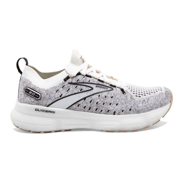 Brooks White/Black/Cream Glycerin StealthFit 20 Women's Road Running Shoes 120372-163