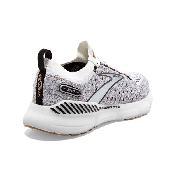 Brooks White/Black/Cream Glycerin StealthFit GTS20 Womens Running Shoes 120371-163